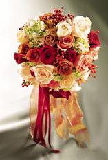 Hand-Tied Bridal Bouquet with Silk Ribbons, Roses...