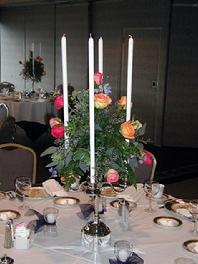Silver Candelabra, 22 in. Tapers, Roses...