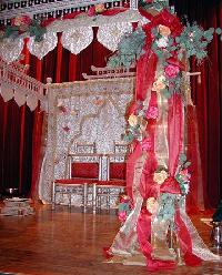 Indian Mandap, Silks, Roses, Eucalyptus